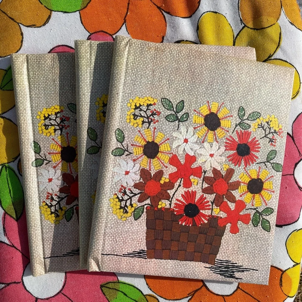 Vintage floral print photo albums